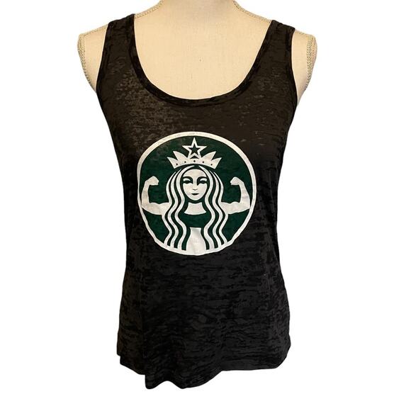 Starbucks Inspired Burnout Racerback Workout Running Tank Size XL - Picture 1 of 6